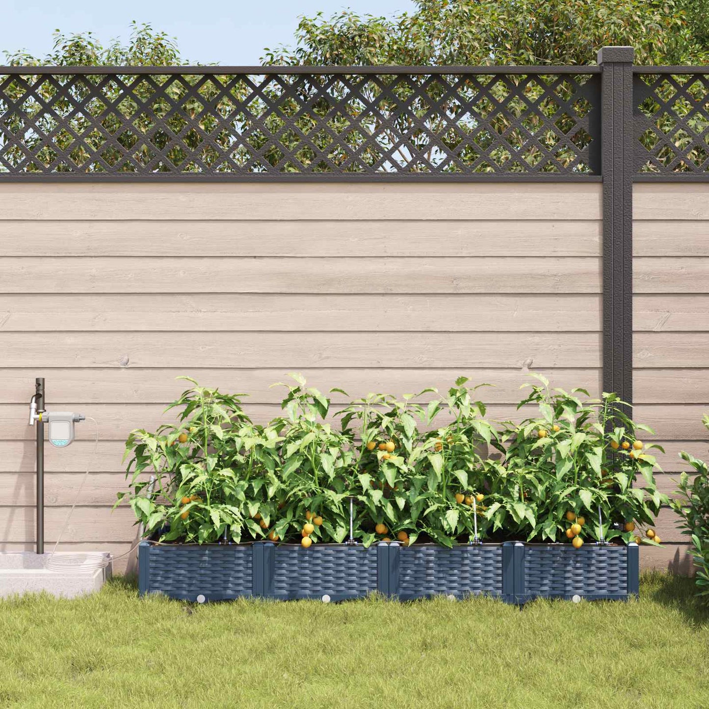 vidaXL Γλάστρα Κήπου 4 pcs Γκρι 160 x 40 x 22 cm Πλαστικό