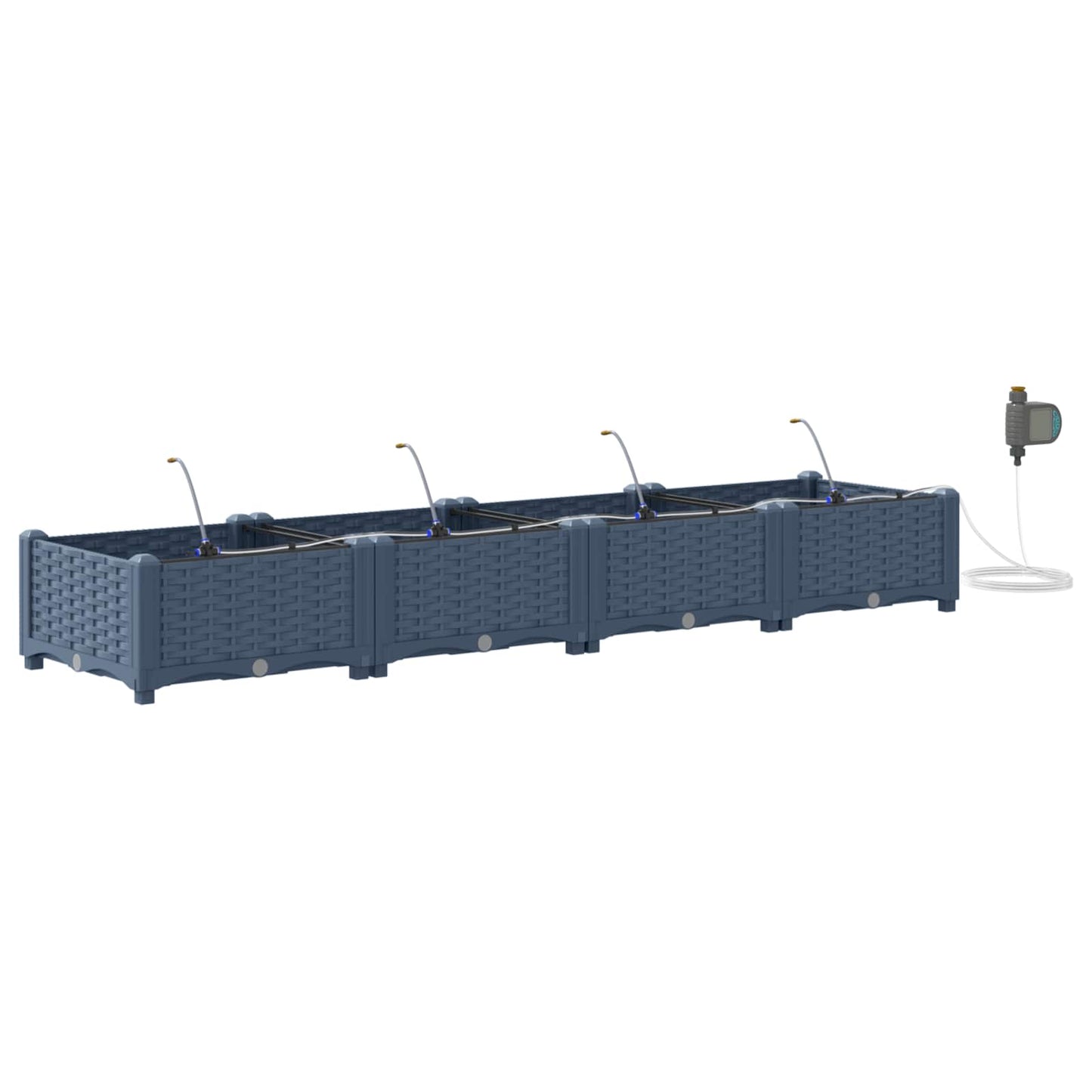 vidaXL Γλάστρα Κήπου 4 pcs Γκρι 160 x 40 x 22 cm Πλαστικό