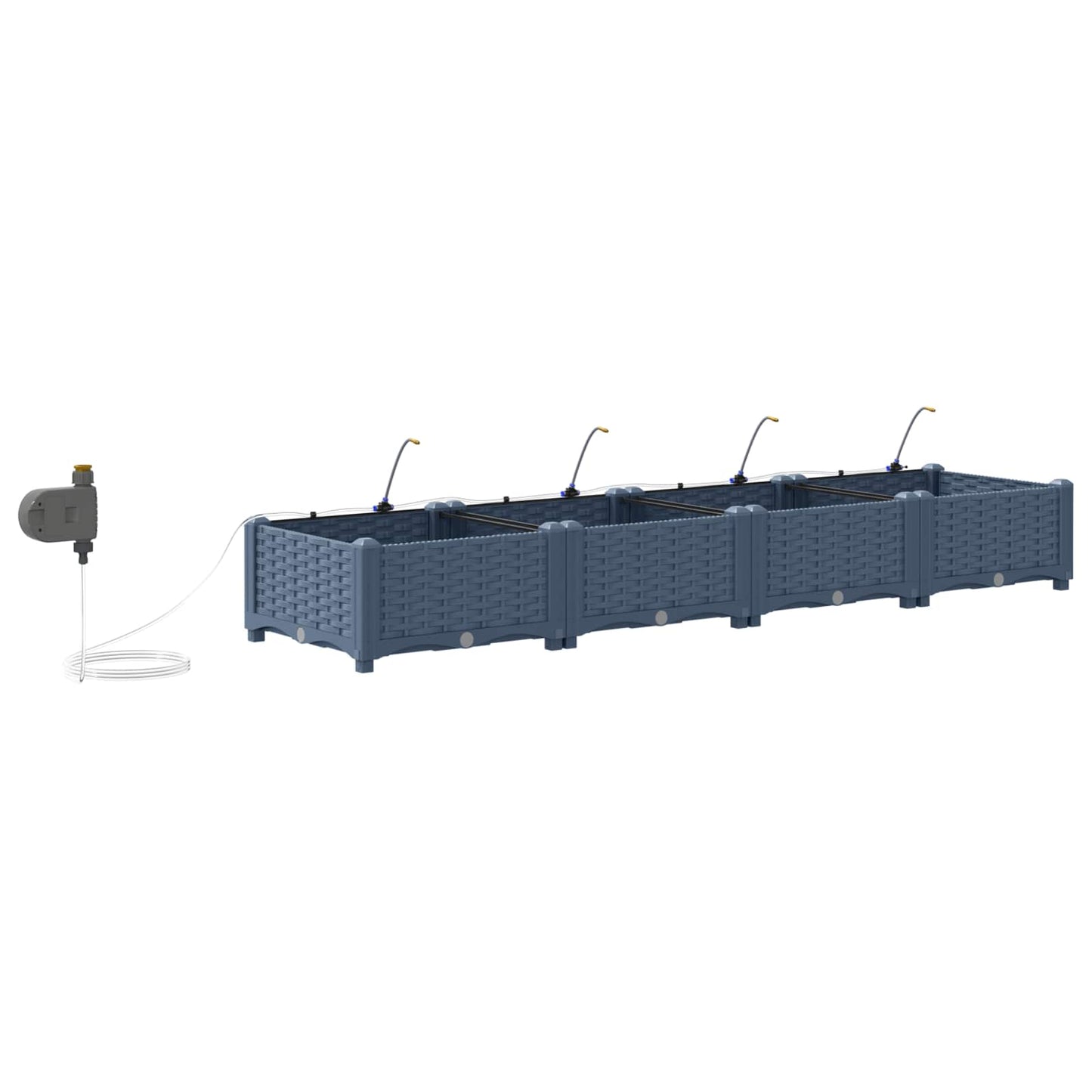 vidaXL Γλάστρα Κήπου 4 pcs Γκρι 160 x 40 x 22 cm Πλαστικό