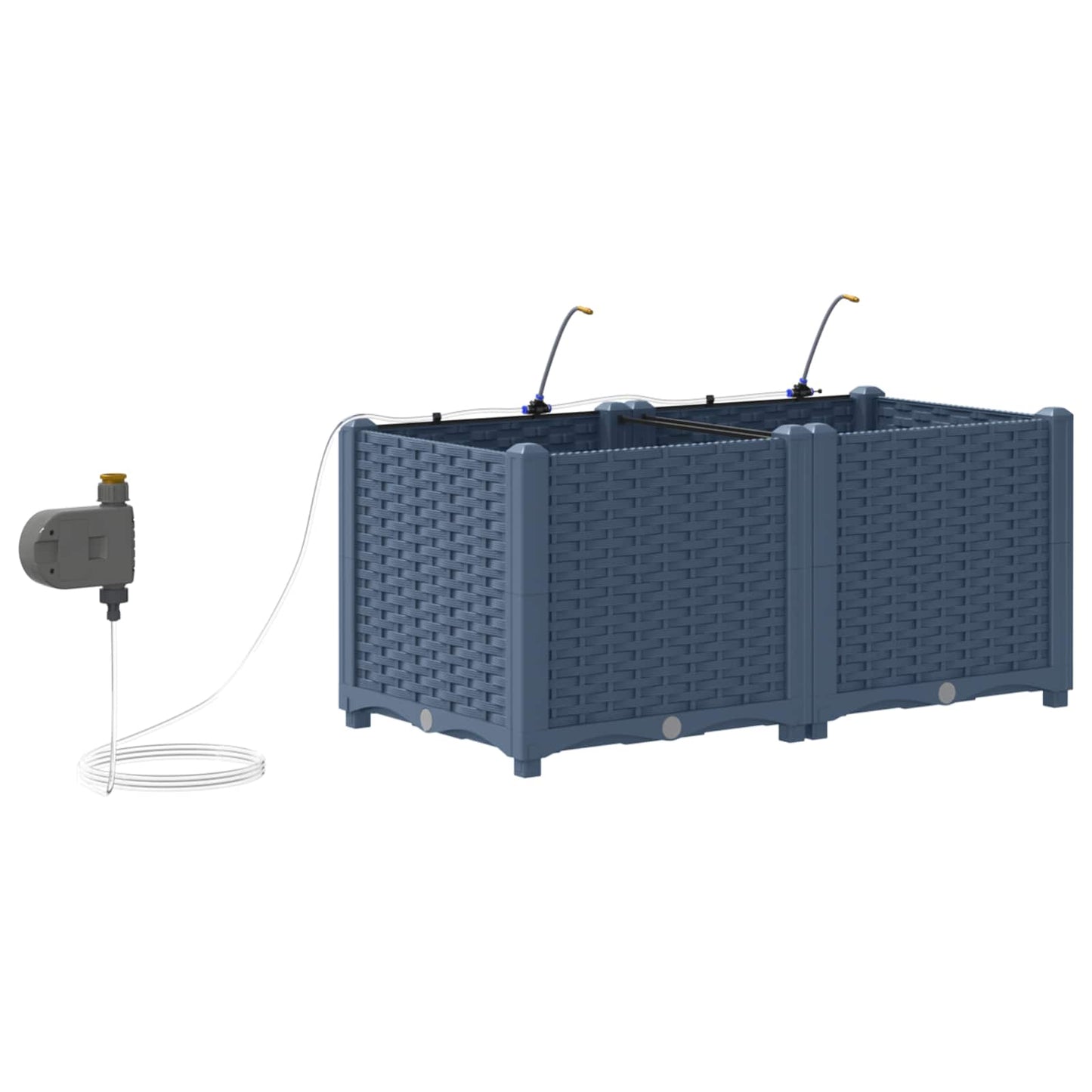 vidaXL Γλάστρα Κήπου 2 pcs Γκρι 80 x 40 x 37,5 cm Πλαστικό