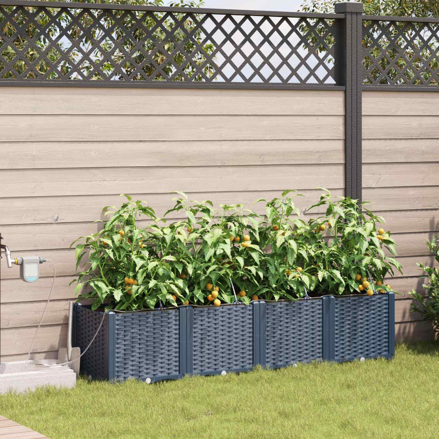 vidaXL Ζαρντινιέρες κήπου Γκρι 160 x 40 x 37.5 cm Ατσάλι