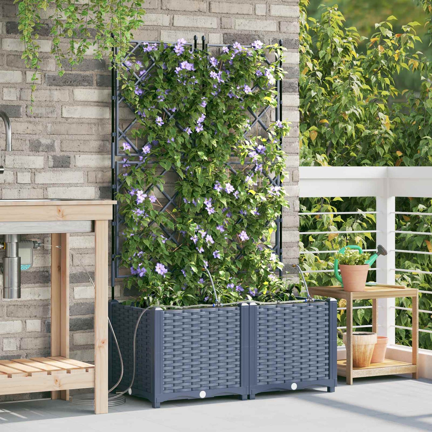 vidaXL Ζαρντινιέρες κήπου Γκρι 80 x 40 x 142 cm Ατσάλι