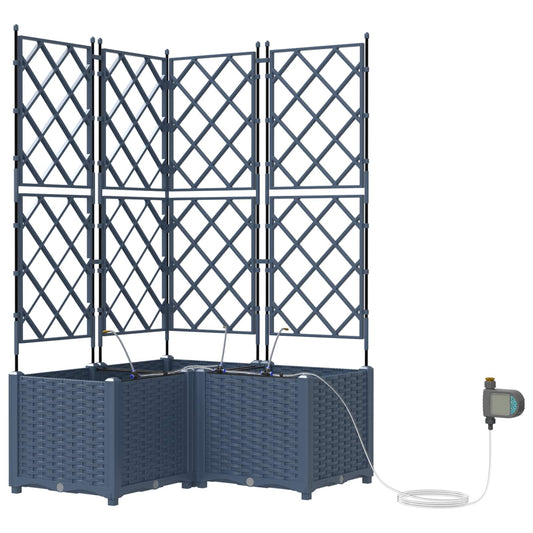vidaXL Γλάστρα Κήπου 3 pcs Γκρι 80 x 80 x 142 cm Πλαστικό