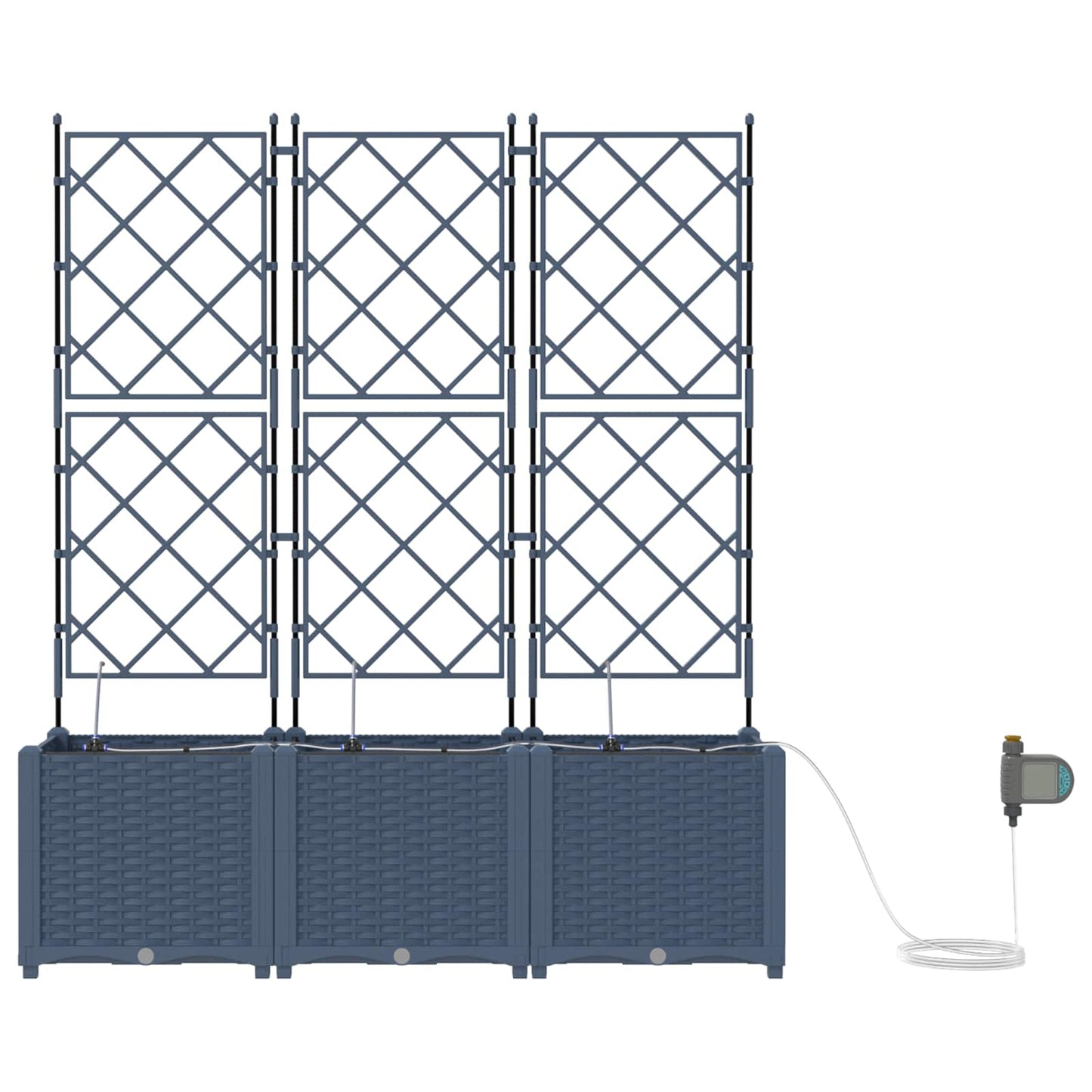 vidaXL Γλάστρα Κήπου 3 pcs Γκρι Ατσάλι