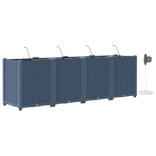 vidaXL Γλάστρα Κήπου 4 pcs Γκρι 160 x 40 x 52 cm Πλαστικό