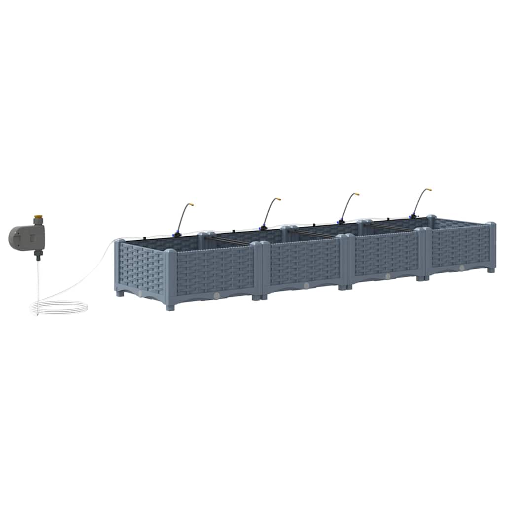 vidaXL Ζαρντινιέρες κήπου Ανοιχτό γκρι 160 x 40 x 22 cm Ατσάλι