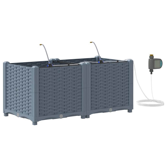 vidaXL Γλάστρες Κήπου 1 τεμ Ανοιχτό γκρι 80 x 40 x 37.5 cm Πλαστικό