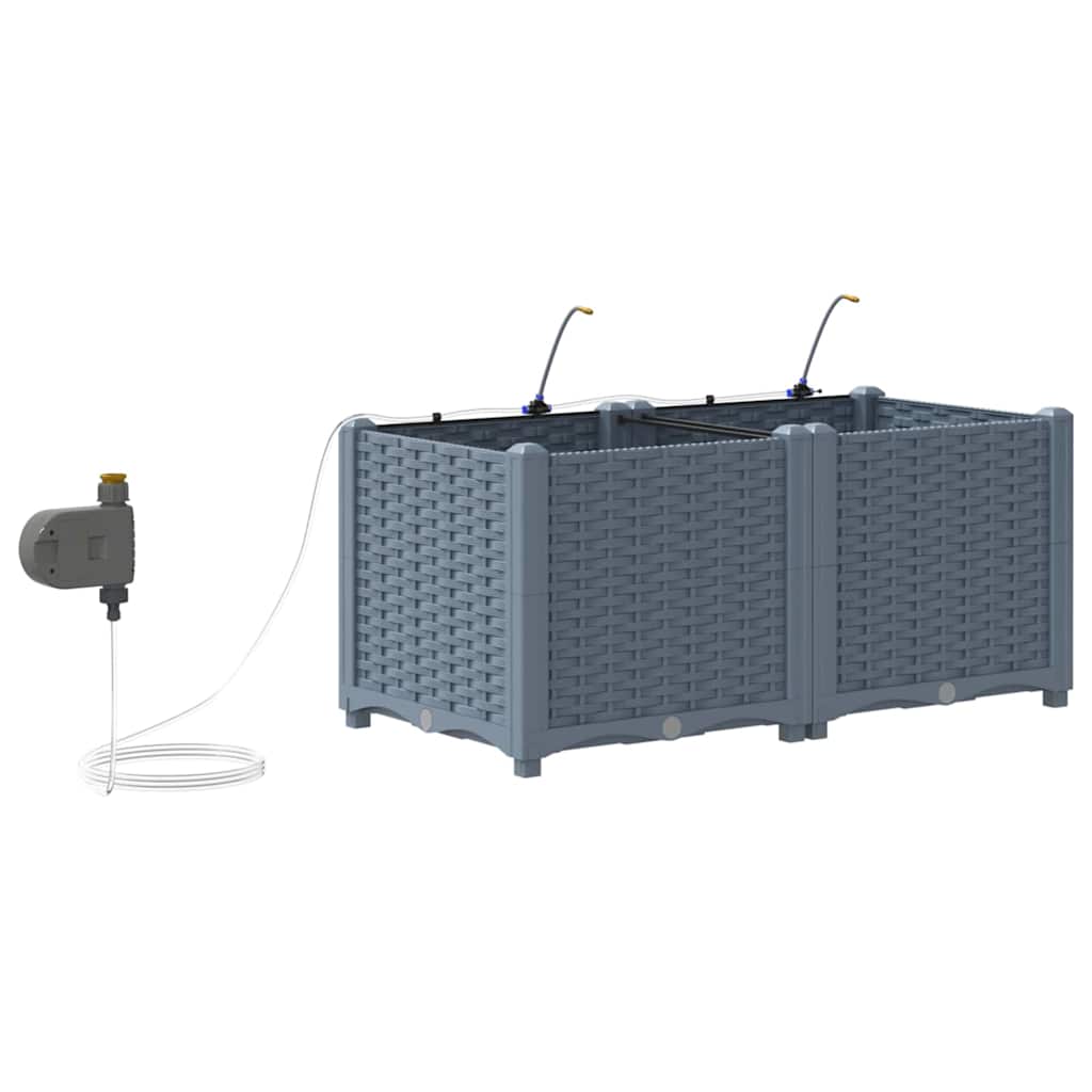 vidaXL Ζαρντινιέρες κήπου Ανοιχτό γκρι 80 x 40 x 37.5 cm Ατσάλι