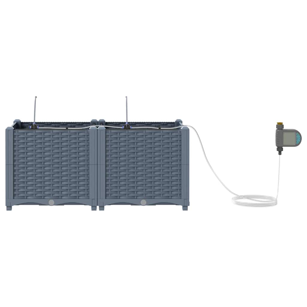 vidaXL Ζαρντινιέρες κήπου Ανοιχτό γκρι 80 x 40 x 37.5 cm Ατσάλι