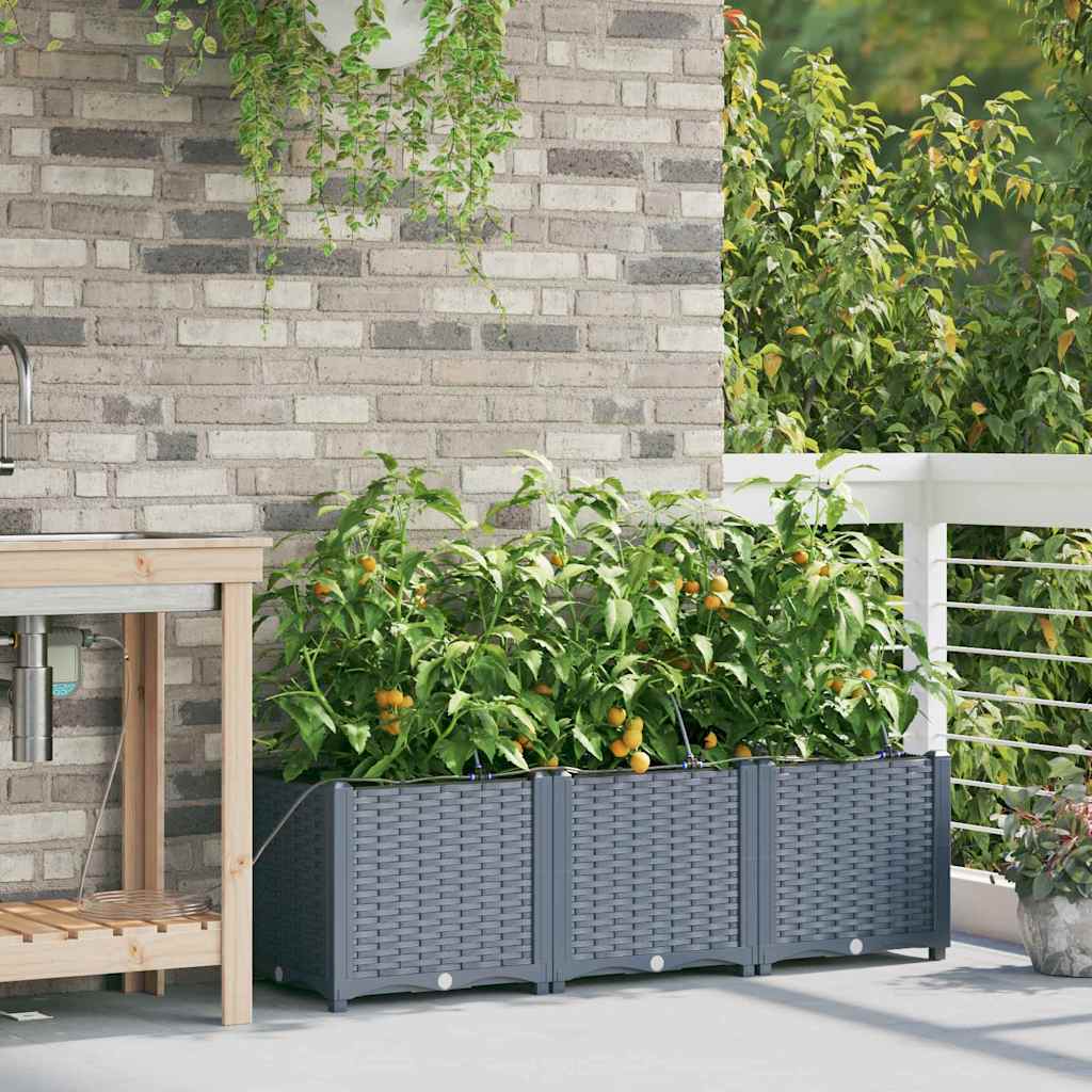 vidaXL Ζαρντινιέρες κήπου Ανοιχτό γκρι 120 x 40 x 37.5 cm Ατσάλι