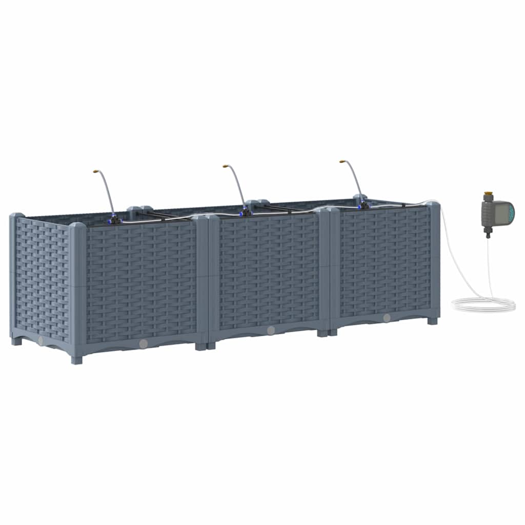 vidaXL Ζαρντινιέρες κήπου Ανοιχτό γκρι 120 x 40 x 37.5 cm Ατσάλι