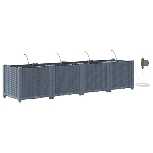 vidaXL Γλάστρες Κήπου 1 τεμ Ανοιχτό γκρι 160 x 40 x 37.5 cm Πλαστικό