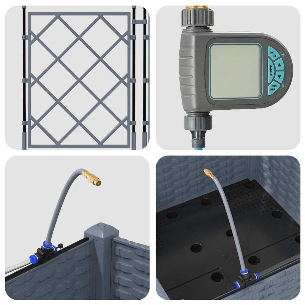 vidaXL Ζαρντινιέρες κήπου Ανοιχτό γκρι 40 x 40 x 126 cm Ατσάλι