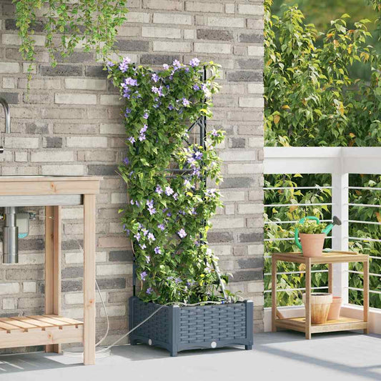 vidaXL Γλάστρα Κήπου Ανοιχτό Γκρι 40 x 40 x 126 cm PP