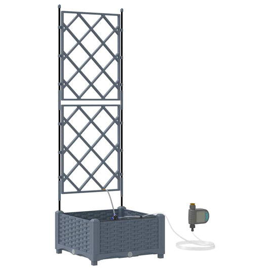 vidaXL Γλάστρα Κήπου Ανοιχτό Γκρι 40 x 40 x 126 cm PP