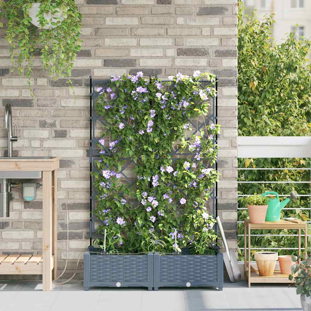 vidaXL Ζαρντινιέρες κήπου Ανοιχτό γκρι 80 x 40 x 126 cm Ατσάλι