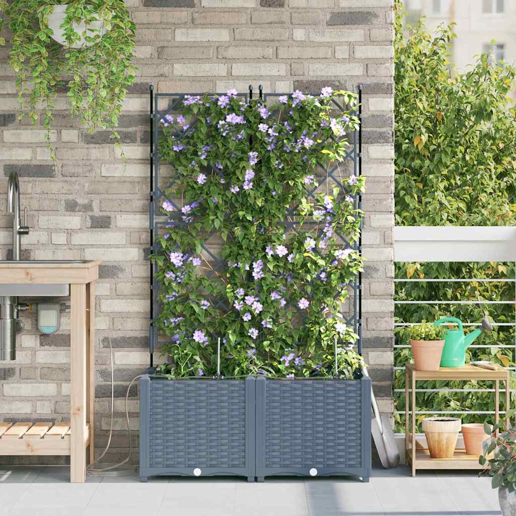 vidaXL Ζαρντινιέρες κήπου Ανοιχτό γκρι 80 x 40 x 142 cm Ατσάλι