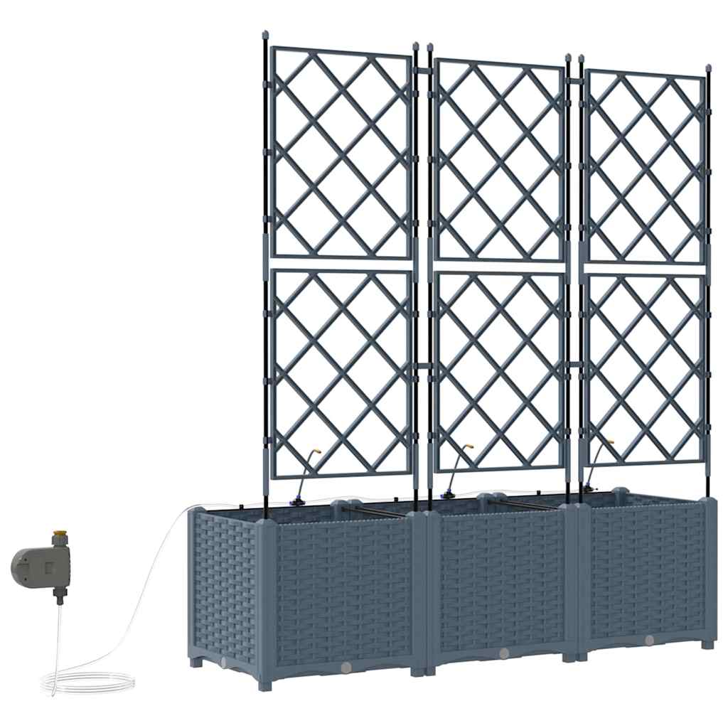 vidaXL Ζαρντινιέρες κήπου Ανοιχτό γκρι 120 x 40 x 142 cm Ατσάλι