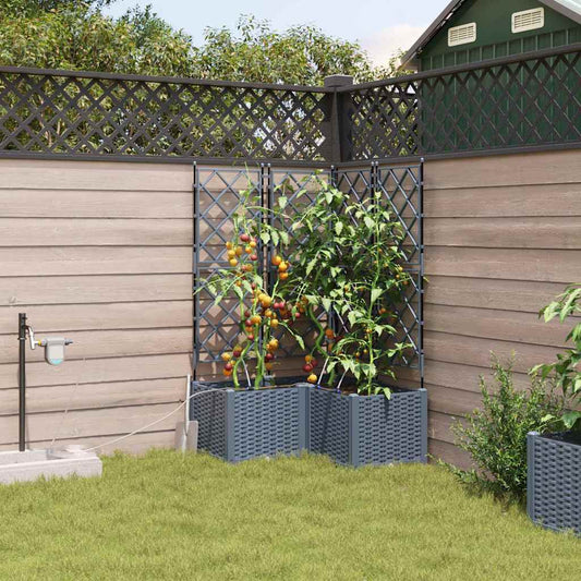 vidaXL Γλάστρες Κήπου 1 τεμ Ανοιχτό γκρι 80 x 80 x 142 cm Πλαστικό