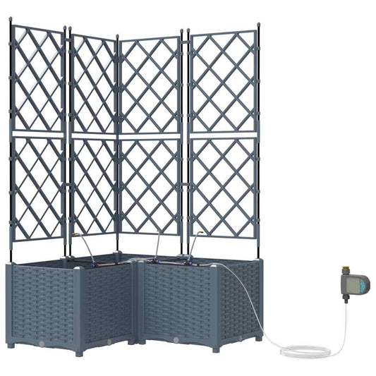 vidaXL Γλάστρα Κήπου 3 τμχ. Ανοιχτό Γκρι 80 x 80 x 142 cm PP