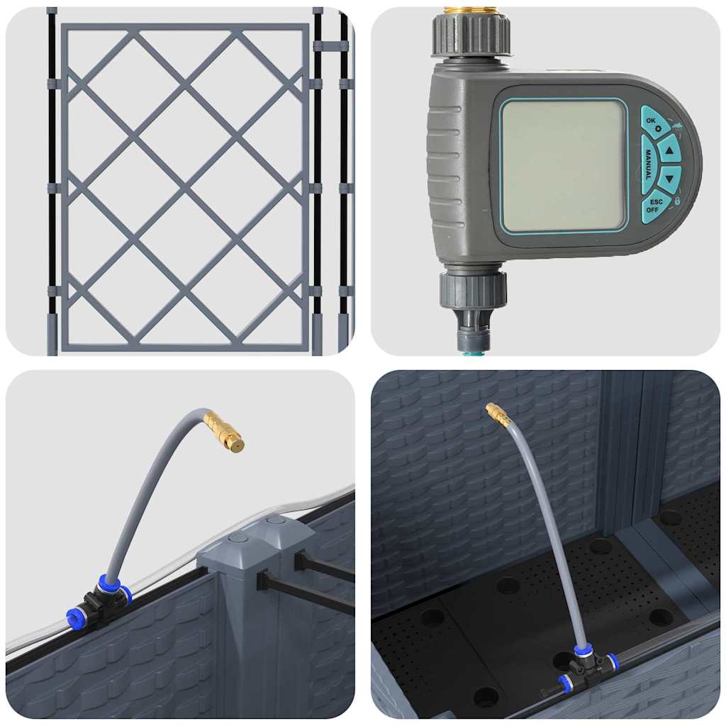 vidaXL Ζαρντινιέρες κήπου Ανοιχτό γκρι 120 x 120 x 142 cm Ατσάλι