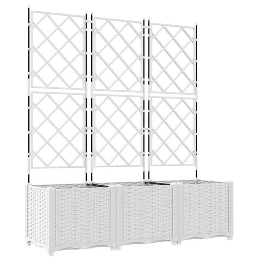 vidaXL Γλάστρα Κήπου 3 τμχ. Λευκό 120 x 40 x 143 εκ. PP