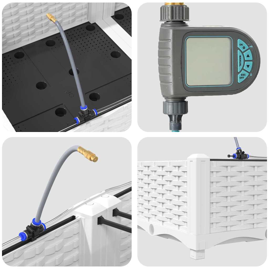 vidaXL Ζαρντινιέρες κήπου Λευκό 160 x 40 x 22 cm Ατσάλι