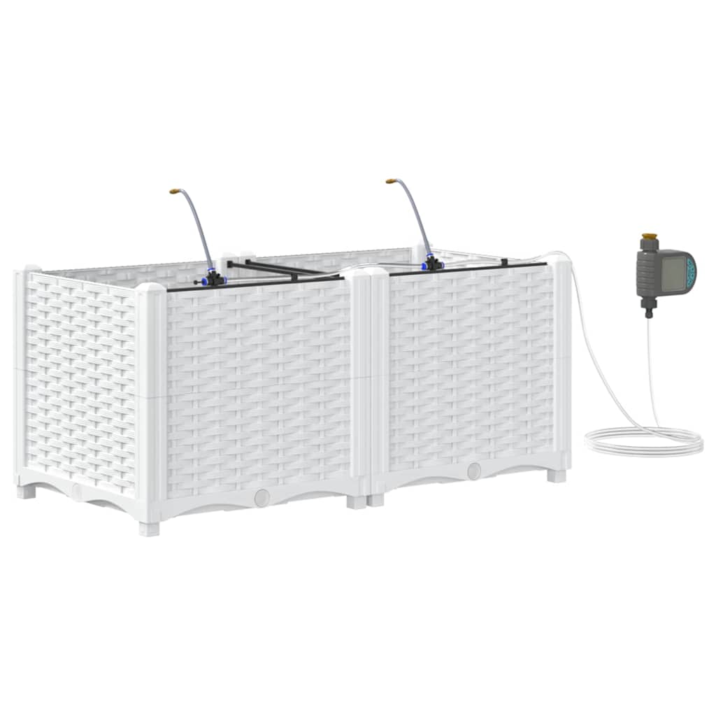 vidaXL Ζαρντινιέρες κήπου Λευκό 80 x 40 x 37.5 cm Ατσάλι