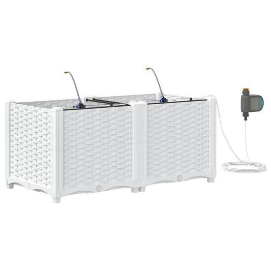 vidaXL Ζαρντινιέρες κήπου Λευκό 80 x 40 x 37.5 cm Ατσάλι