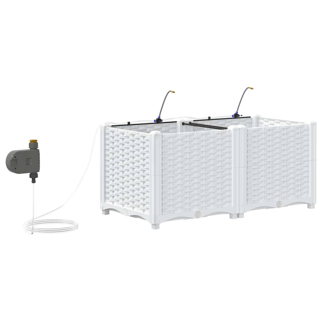 vidaXL Ζαρντινιέρες κήπου Λευκό 80 x 40 x 37.5 cm Ατσάλι