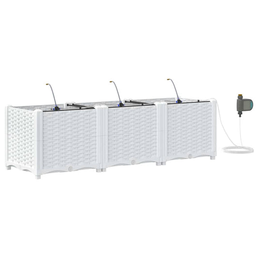 vidaXL Γλάστρες Κήπου 1 τεμ Λευκό 120 x 40 x 37.5 cm Πλαστικό