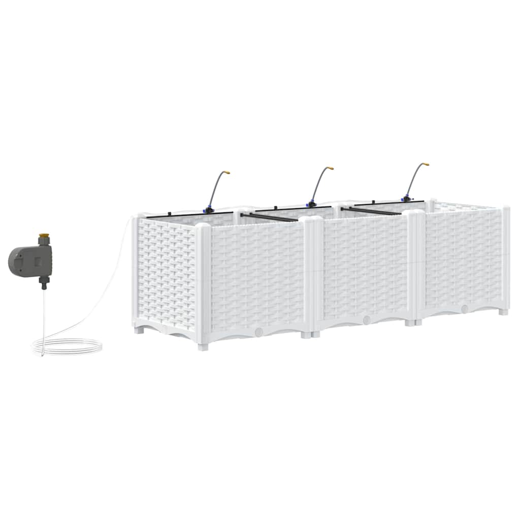 vidaXL Ζαρντινιέρες κήπου Λευκό 120 x 40 x 37.5 cm Ατσάλι