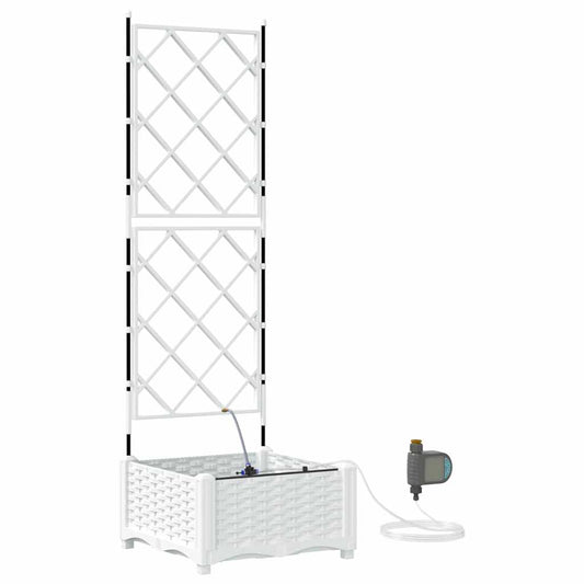 vidaXL Γλάστρες Κήπου 1 τεμ Καφασωτό Λευκό 40 x 40 x 126 cm Πλαστικό