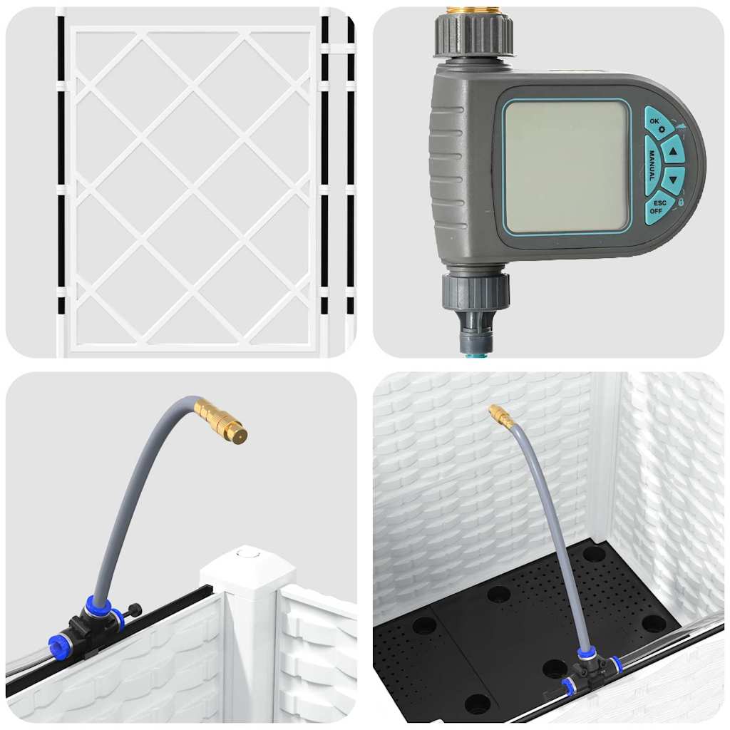 vidaXL Ζαρντινιέρες κήπου Λευκό 40 x 40 x 142 cm Ατσάλι