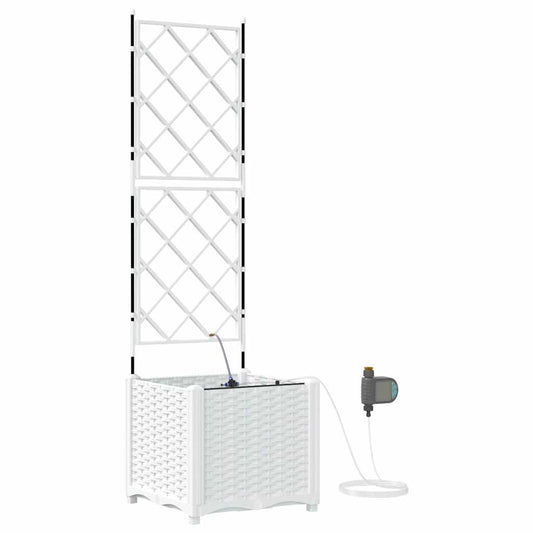 vidaXL Γλάστρες Κήπου 1 τεμ Καφασωτό Λευκό 40 x 40 x 142 cm Πλαστικό