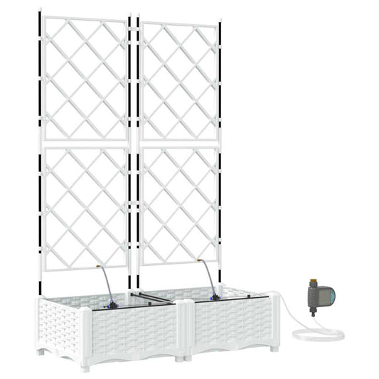 vidaXL Ζαρντινιέρες κήπου Καφασωτό Λευκό 80 x 40 x 126 cm Πλαστικό