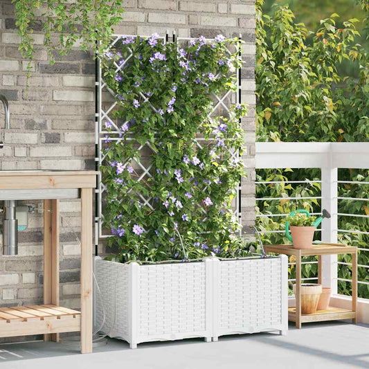 vidaXL Γλάστρες Κήπου 1 τεμ Καφασωτό Λευκό 80 x 40 x 142 cm Πλαστικό