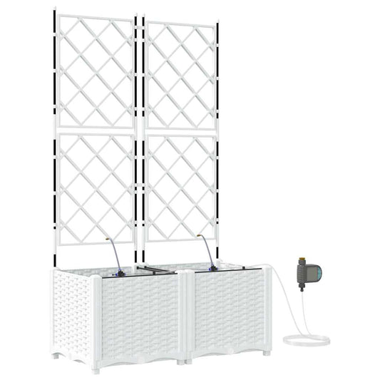 vidaXL Γλάστρες Κήπου 1 τεμ Καφασωτό Λευκό 80 x 40 x 142 cm Πλαστικό