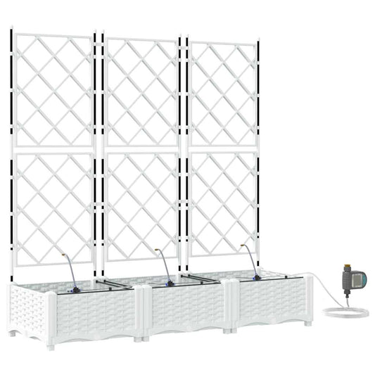 vidaXL Γλάστρες Κήπου 1 τεμ Καφασωτό Λευκό 120 x 40 x 126 cm Πλαστικό