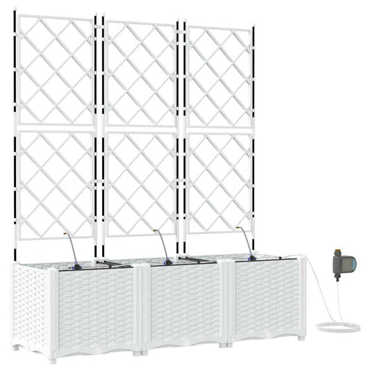 vidaXL Γλάστρες Κήπου 1 τεμ Καφασωτό Λευκό 120 x 40 x 142 cm Πλαστικό