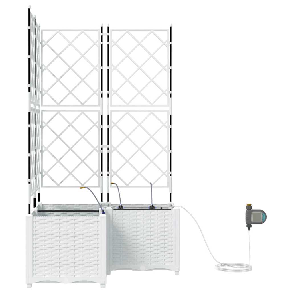vidaXL Ζαρντινιέρες κήπου Λευκό 80 x 80 x 142 cm Ατσάλι