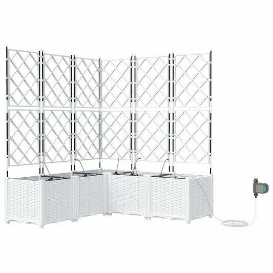 vidaXL Ζαρντινιέρες κήπου Καφασωτό Λευκό 120 x 120 x 142 cm Πλαστικό