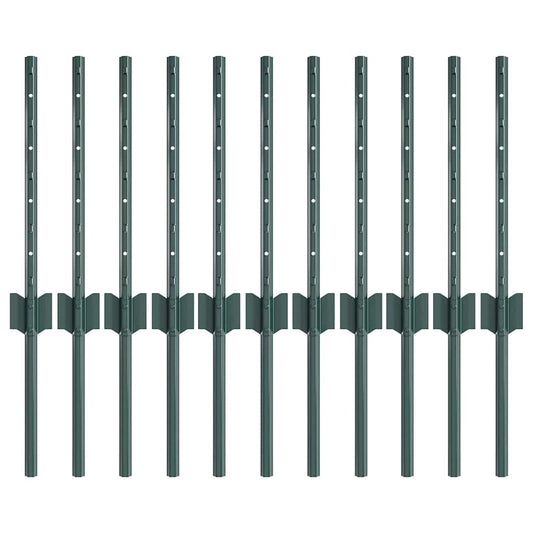 vidaXL Πό posts φράχτη 11 pcs Πράσινο 40 cm Ατσάλι