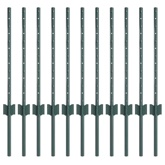 vidaXL Πό posts φράχτη 11 pcs Πράσινο 60 cm Ατσάλι