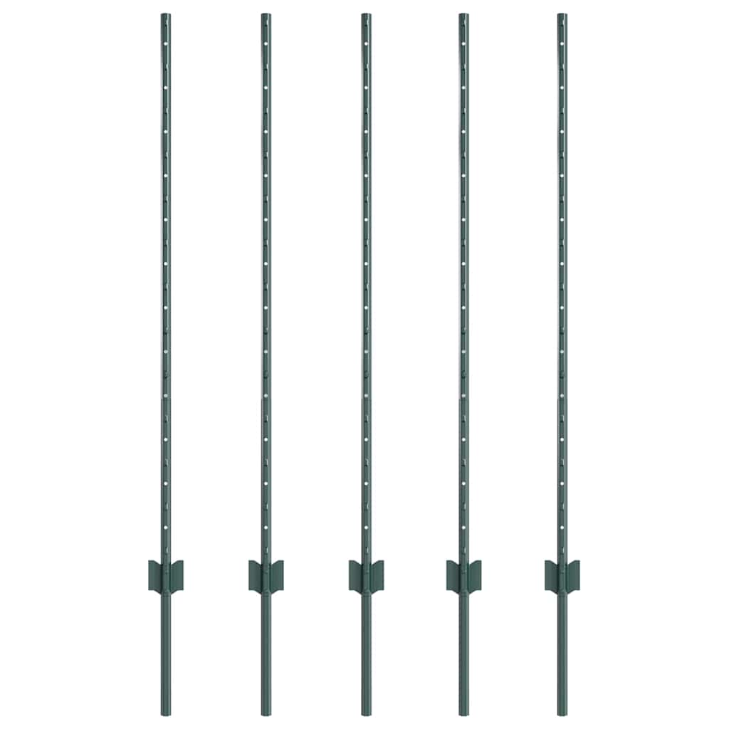 vidaXL Στύλος Περιφράξεων 5 pcs Πράσινο 120 cm Ατσάλι