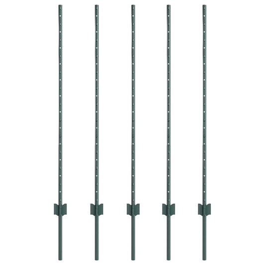 vidaXL Στύλος Περιφράξεων 5 pcs Πράσινο 120 cm Ατσάλι