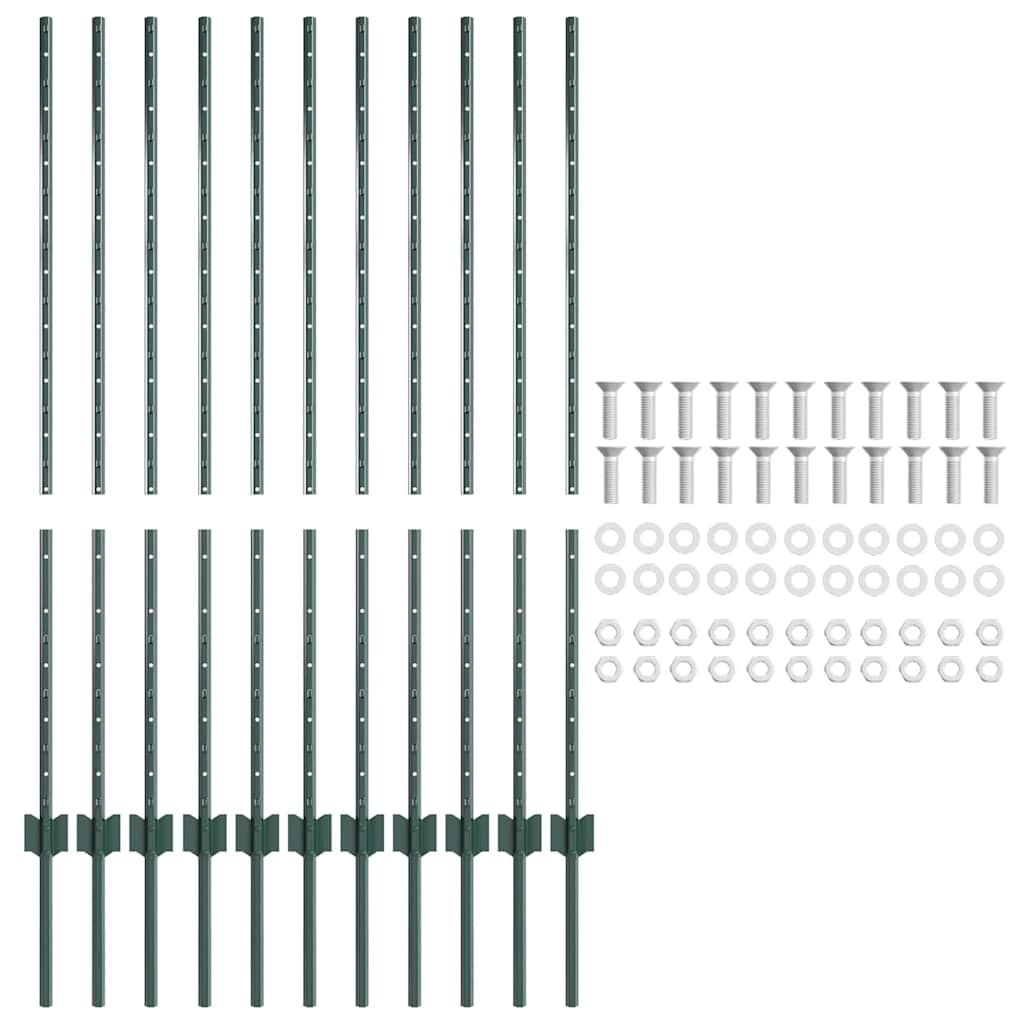 vidaXL Στύλος Περιφράξεων 11 pcs Πράσινο 120 cm Ατσάλι