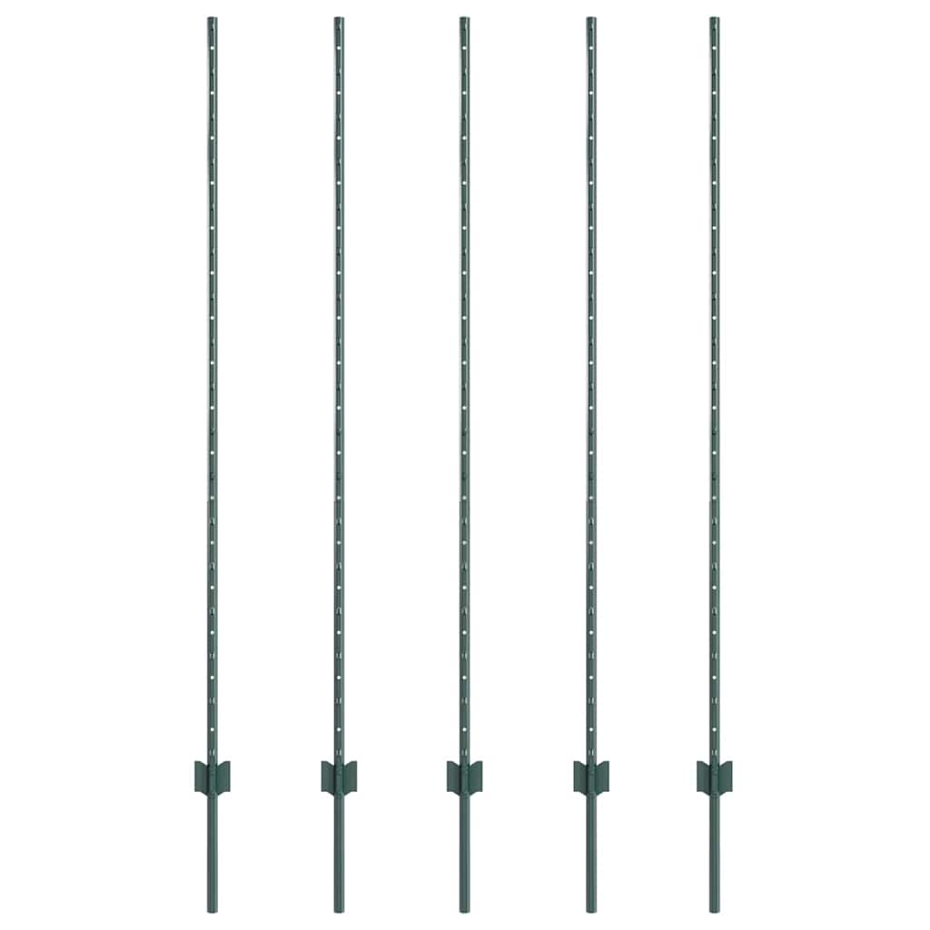 vidaXL Στύλος Περιφράξεων 5 pcs Πράσινο 150 cm Ατσάλι