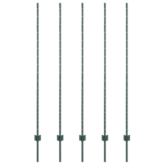 vidaXL Στύλος Περιφράξεων 5 pcs Πράσινο 150 cm Ατσάλι