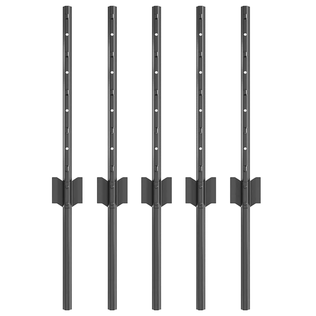 vidaXL Ενσωματωμένος Πόλος Φράχτη 5 τεμ. Γκρι 80 cm